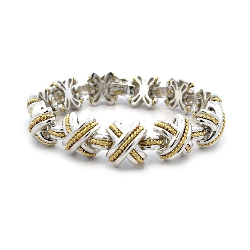 Tiffany & Co. Signature X Bracelet Sterling Silver 18k