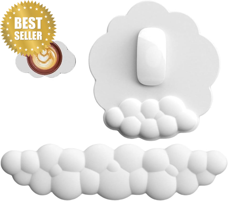 Keyboard Wrist Rest Set for Computer, Cloud Shape Cute Mouse Pad with Wrist Supp