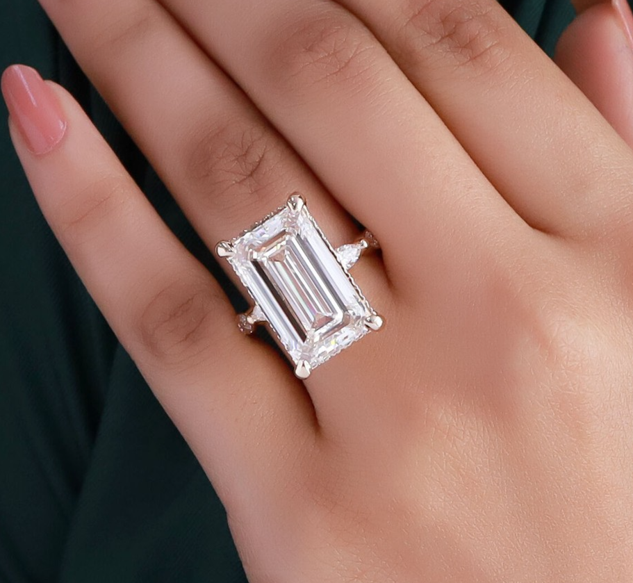 15 Ct Solitaire Hidden Halo Engagement Ring Lab Grown Diamond 14K Yellow Gold