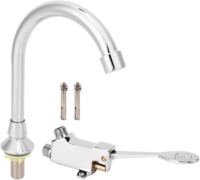 Foot Faucet, Bathroom Vanity Foot Faucet Set Commercial Stainless Steel Dual Foo