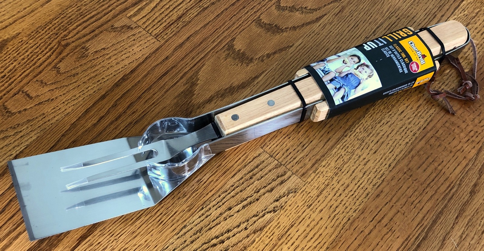 CHAR-BROIL STAINLESS STEEL CLASSIC BBQ GRILL TOOL SET-SPATULA, FORK & TONGS-NEW!