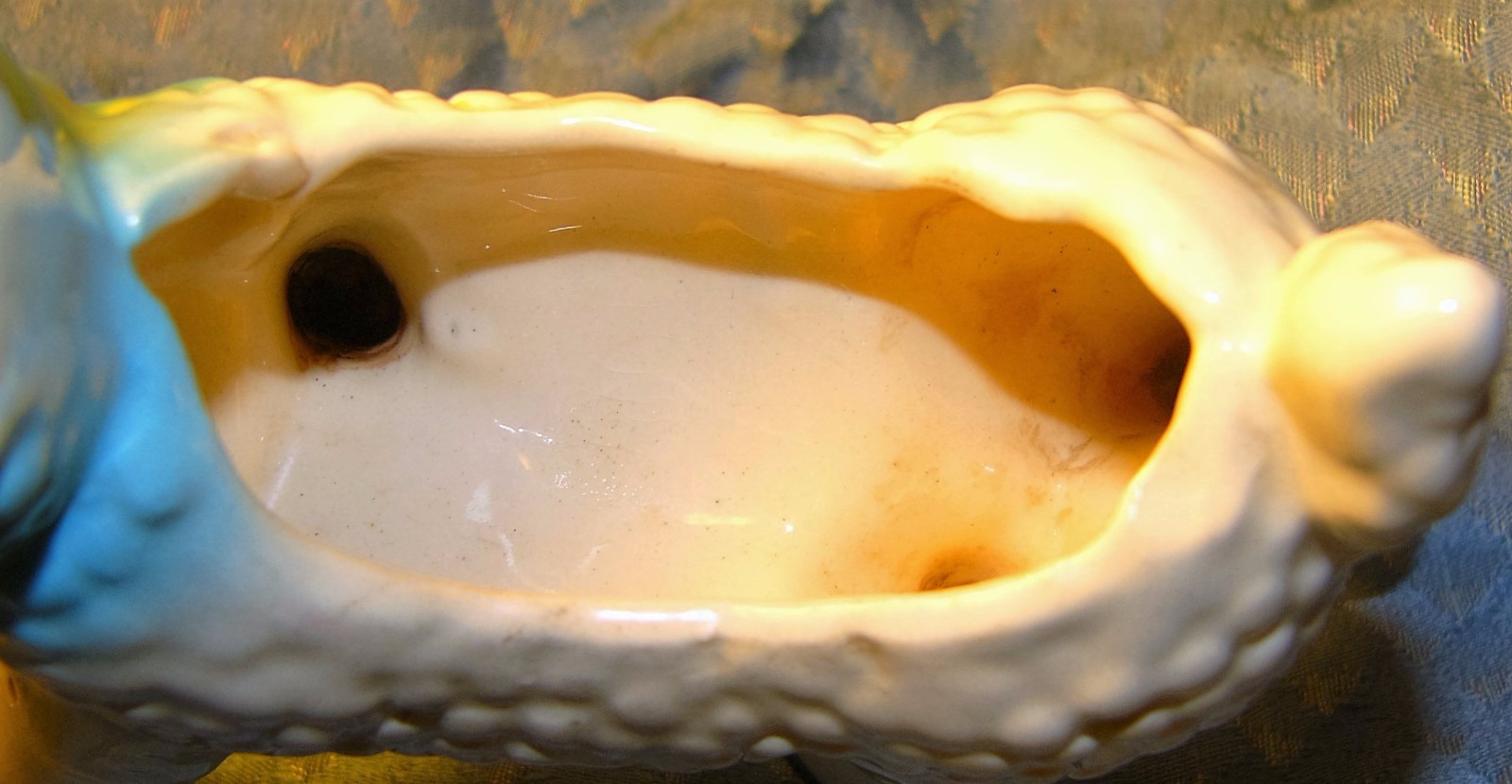 Lamb Planter Baby Nursery Gift Vintage Pottery Blue Bow