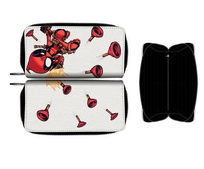 Marvel Comics Chibi Deadpool White Zip Around Wallet Plunger PU Leather Licensed