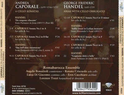 RENATO CRISCUOLO / ANGELO BONAZZOLI / ROMABAROCCA ENSEMBLE CAPORALE: CELLO SONAT
