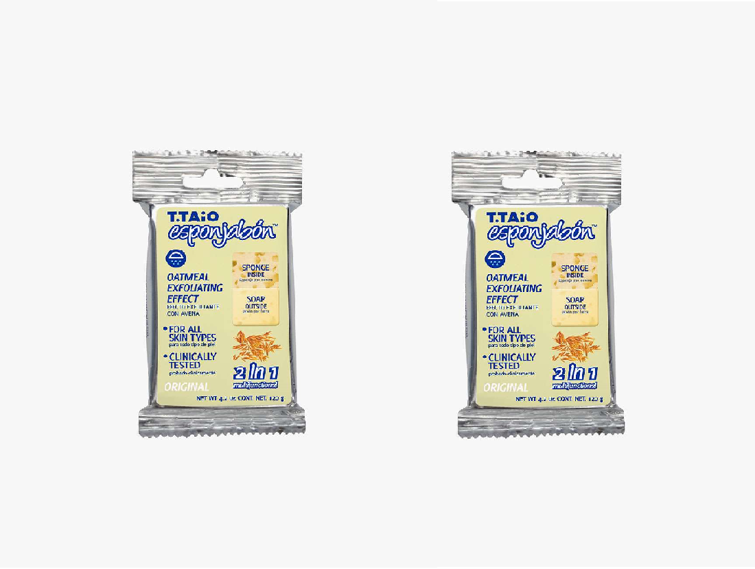 T.Taio Esponjabon 2 in 1 Soap Sponge, Oatmeal Exfoliating (2 Pack)