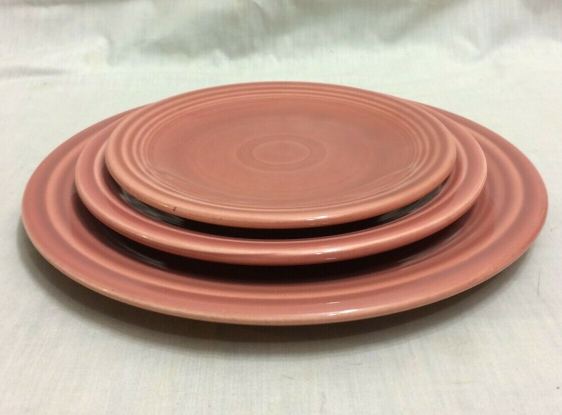 VTG~FIESTA ROSE (PINKISH BROWN) SET 3~1 LUNCH 1 SALAD 1 DESSERT PLATES~1950-1959