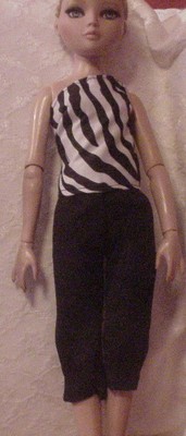 Black & White Blouse and Black Capris for Ellowyne Wilde Glinda Pru