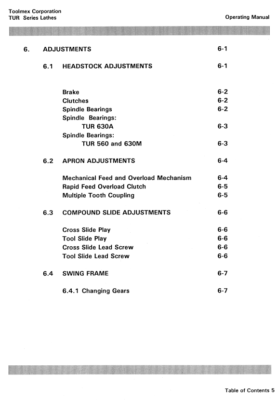 TUR-560M, 630M, 630A Polamco, Toolmex, FAT Metal Lathe Operator's Manual 1283