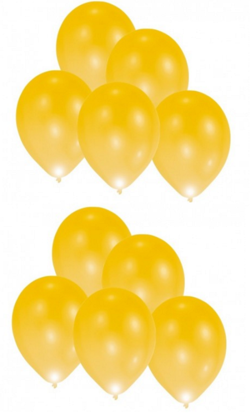 10 LED Ballons 27,5 cm Gold Party Feier Geburtstag Garten Grillabend
