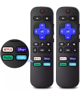 2pack Remote Control Replacement for All Roku TV TCL/Hisense/Onn Roku
