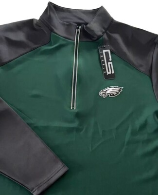 Philadelphia Eagles size L  1/4 zip Green athletic pullover NWT