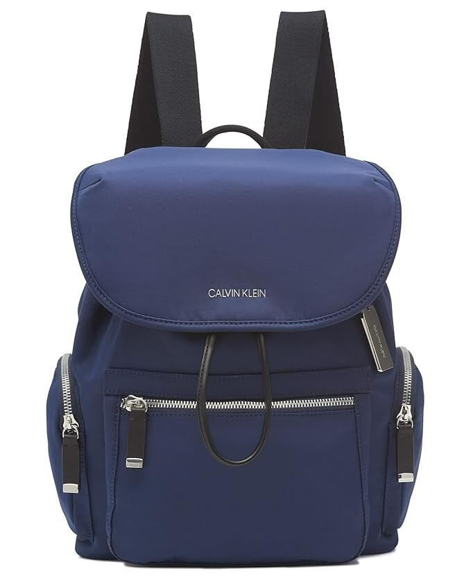 Calvin Klein Kimberly Nylon Backpack Women's One Size Navy Flap Closure - Picture 1 of 15