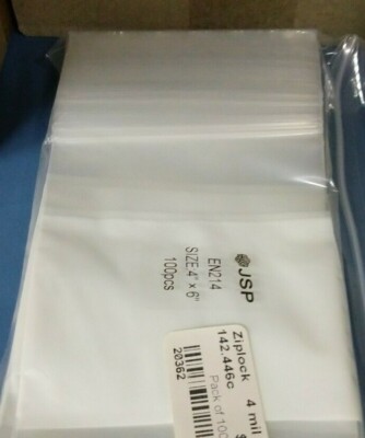 100 PCS 4 MM 4 X 6 '' EXTRA THICK NEW ZIPLOCK JSP PLASTIC BAGS WITH WRITING SPACE