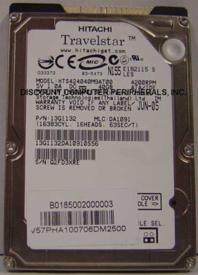NEW Old Stock HTS424040M9AT00 40GB IDE Hitachi 44PIN 2.5'' 9.5MM HDD USA Seller