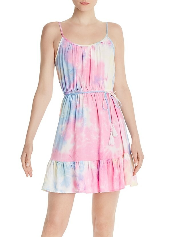 Aqua 253757 Womens Tie-Dye Ruffle Hem Mini Dress Pastel multi Size X-Small
