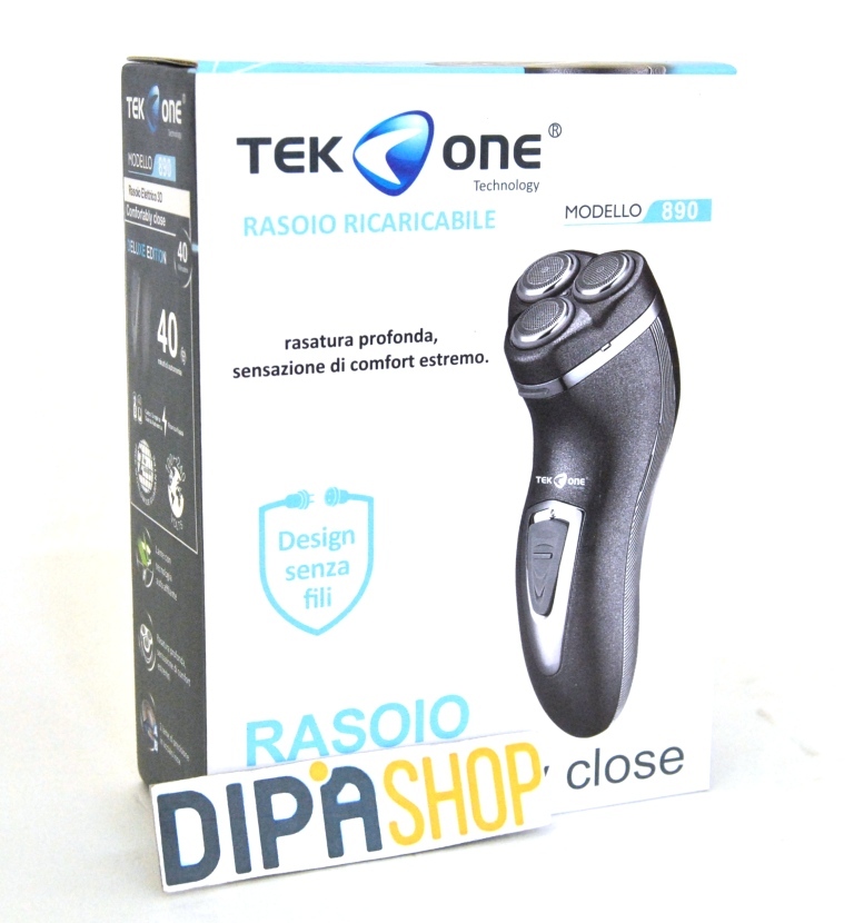 Rasoio Elettrico TeKone 890 Ricaricabile 3 Testine Lame Acciaio Barba Baffi hsb