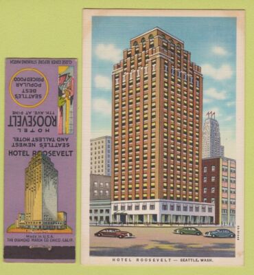Matchbook Postcard Combo - Hotel Roosevelt Seattle WA