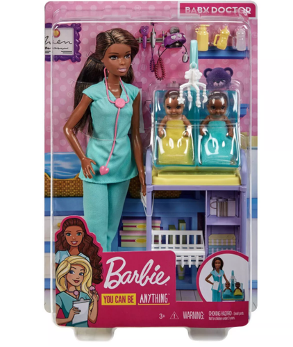 Barbie You Can Be Anything Baby Doctor Brunette Doll and Pla