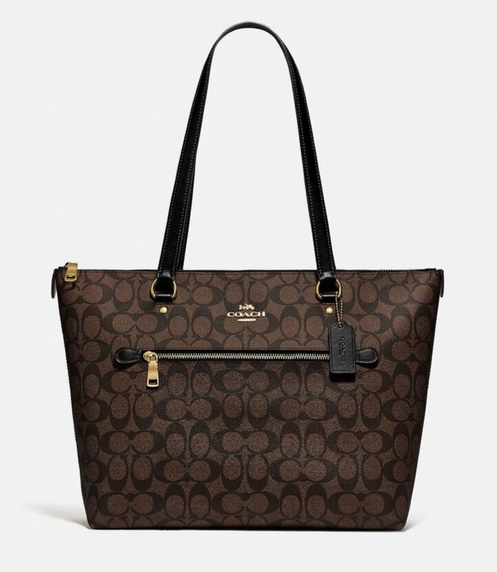 COACH Gallery Tote In Signature Canvas Top Zip ~NWT~ Brown