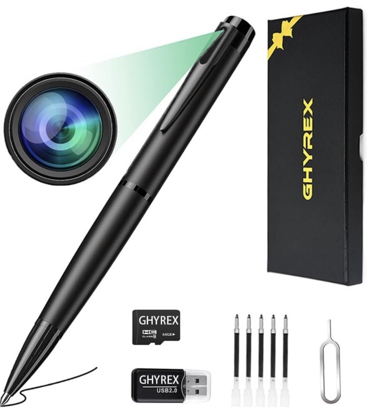 Stylus pen with camera lens and USB attachment.