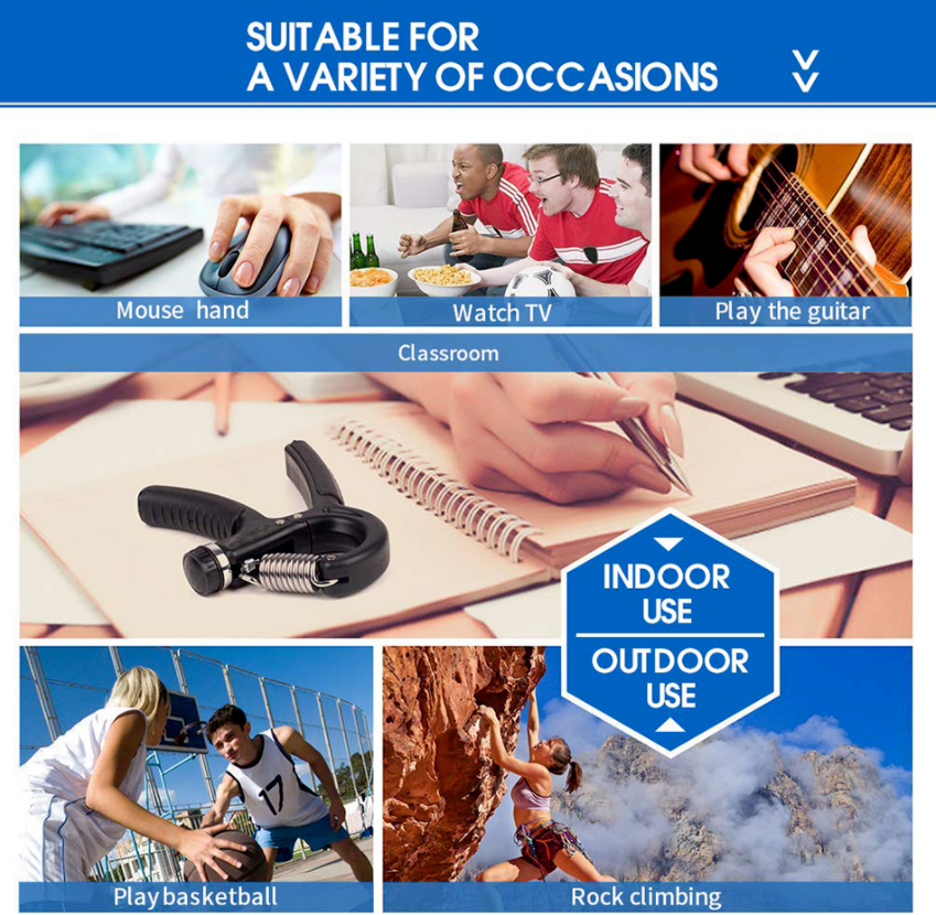 Hand Grip Strength Power Trainer Gripper Strengthener Adjustable Gym Exerciser 