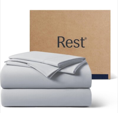 REST  Evercool + Starter Sheet Set, Queen, Light Gray, Breathable Bed Sheets for
