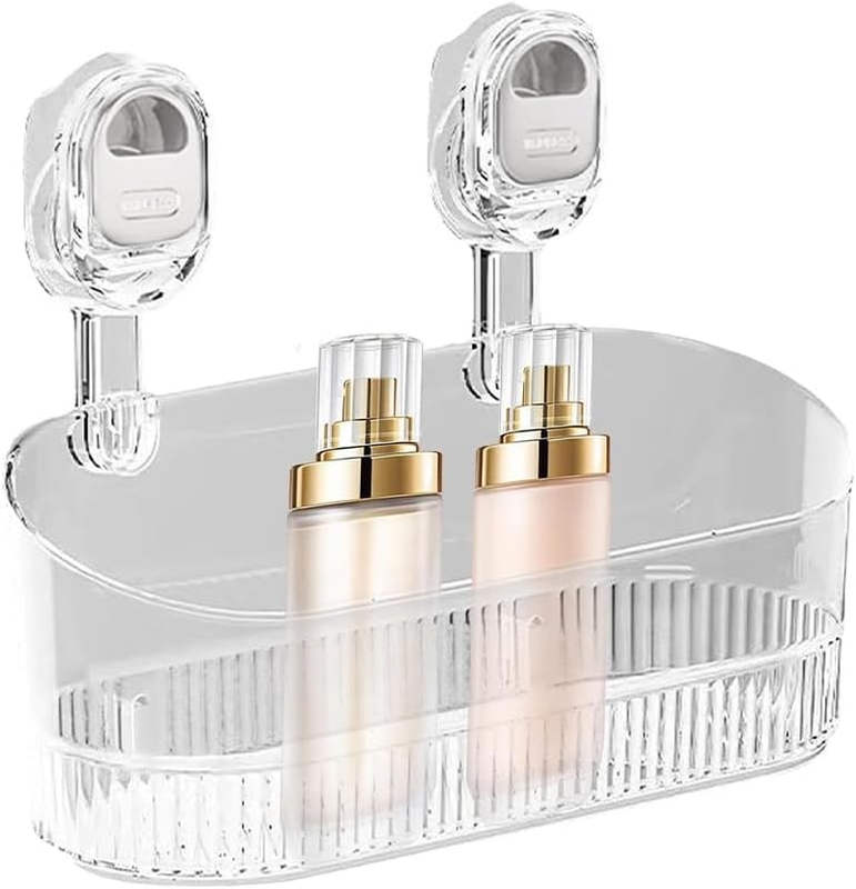 Shower Shelf with Suction Cup – No-Drill Bathroom Organizer with Bottom Drain –