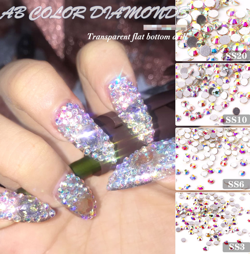 1440pcs Crystal Nail Art Rhinestones FlatBack Glitter Diamond 3D Tips Decoration