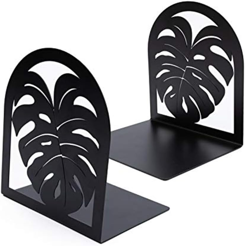 2 PC Metal Heavy Duty Book Ends, Large Monstera Plant Book Organiser, Delightful