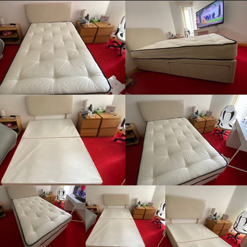 I sell a bed and a half with mattress and backrest with 4 drawers on