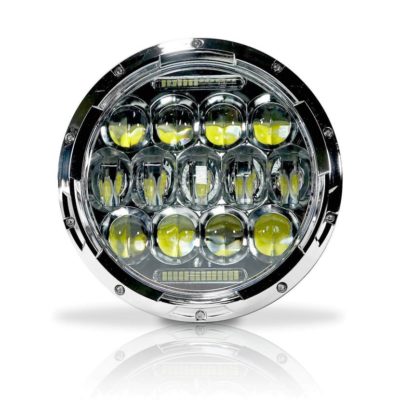 7″ Chrome Headlight LED Light Bulb Headlight with DRL Accent Lights 75W