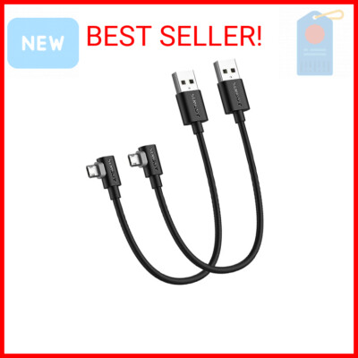 SUNGUY Micro USB Cable 1FT [2 Pack], Right Angle Micro USB Cable Fast Charging &
