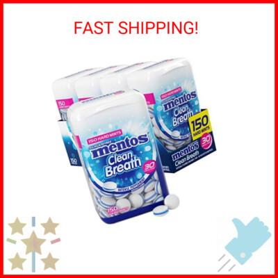Mentos Clean Breath Sugarfree Hard Mint, 150Pc, Intense Peppermint
