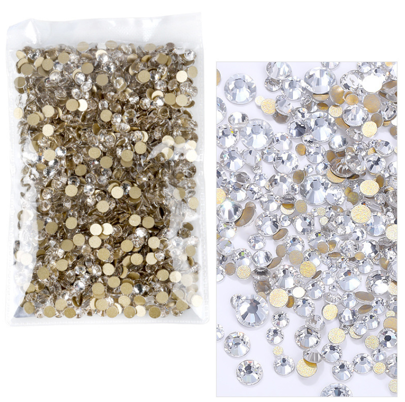 1440pcs Nail Art Gold Flat Glitter Diamond Crystal Gems 3D DIY Decoration SS4-10