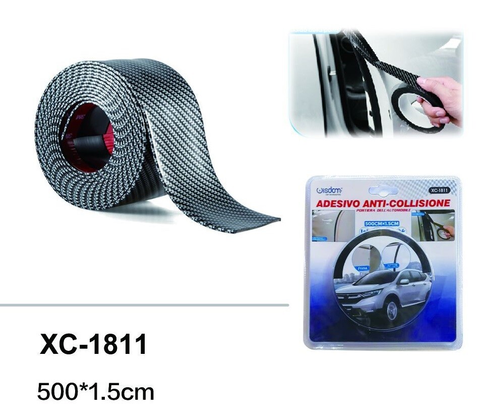 Rotolo Adesivo Carbonio NERO 4D Protezione Portiere Auto 500x1,5cm Xc-1811 wis