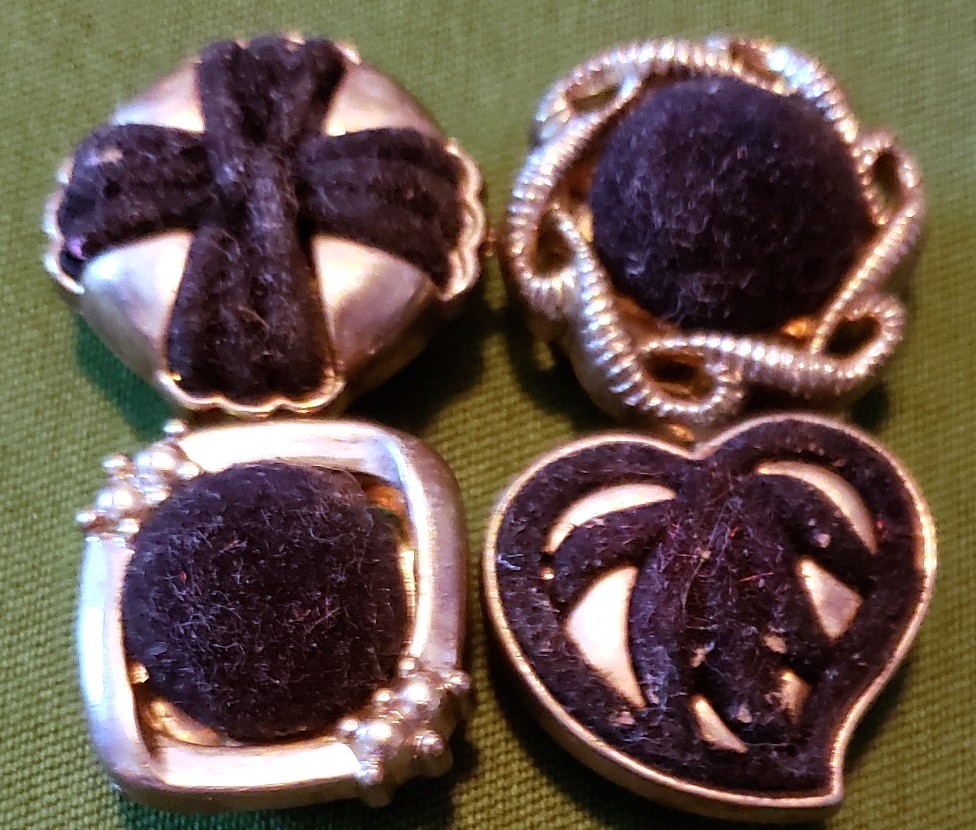 Unique Lot Set of 4 Brass Tone Round Button Covers