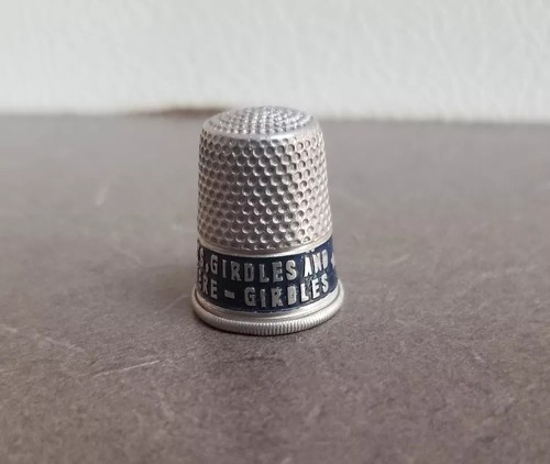 Vtg 1930's Aluminum Advertising Thimble Henderson Corset Girdles & Brassiere #2