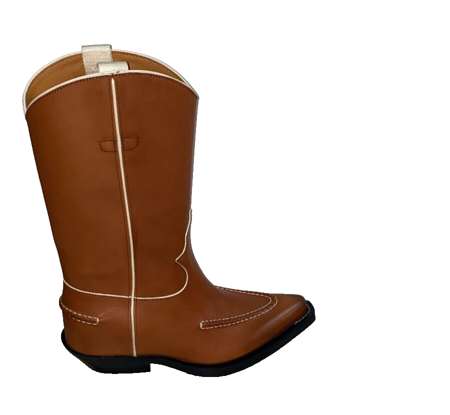 Pre-owned Chloé Texan Cowboy Boots In Leather Women Brown Size Eu 36 Ch