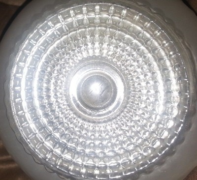 Vintage Frosted & Clear Ceiling Light Glass Globe Raised Flowers Berries & Vines