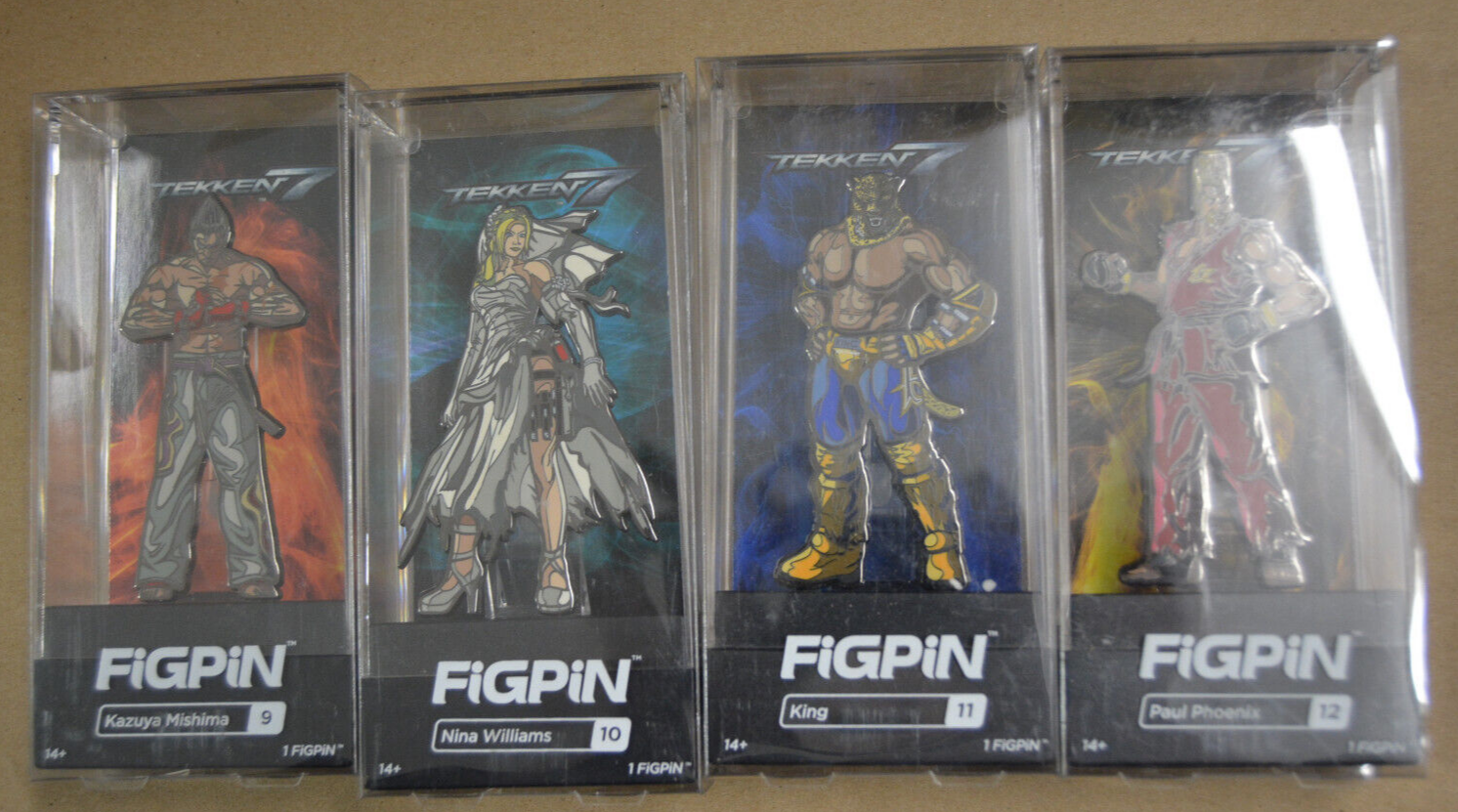 TEKKEN 7 FIGPIN 4 PIN LOT #9, 10, 11, 12 KAZUYA MISHIMA NINA