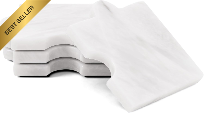 Marble White Drink Coasters Set of 4 for Coffee Table, Coasters for Desk or Kitc