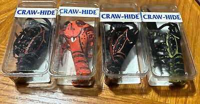 4 Vintage 5 Star Craw-Hide Leather Crawdad Jig Lures Colors In Description NOS