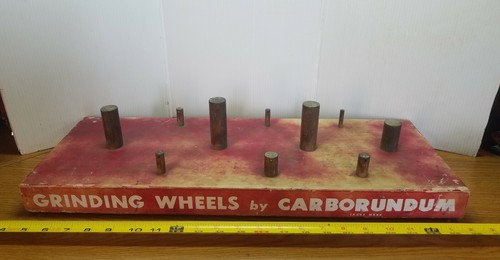 Carborundum Grinding Wheels Antique Wood General Store Display Tool Advertising