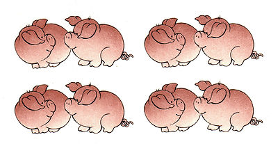 Ceramic Decals Cute Fat Little Pink Pigs