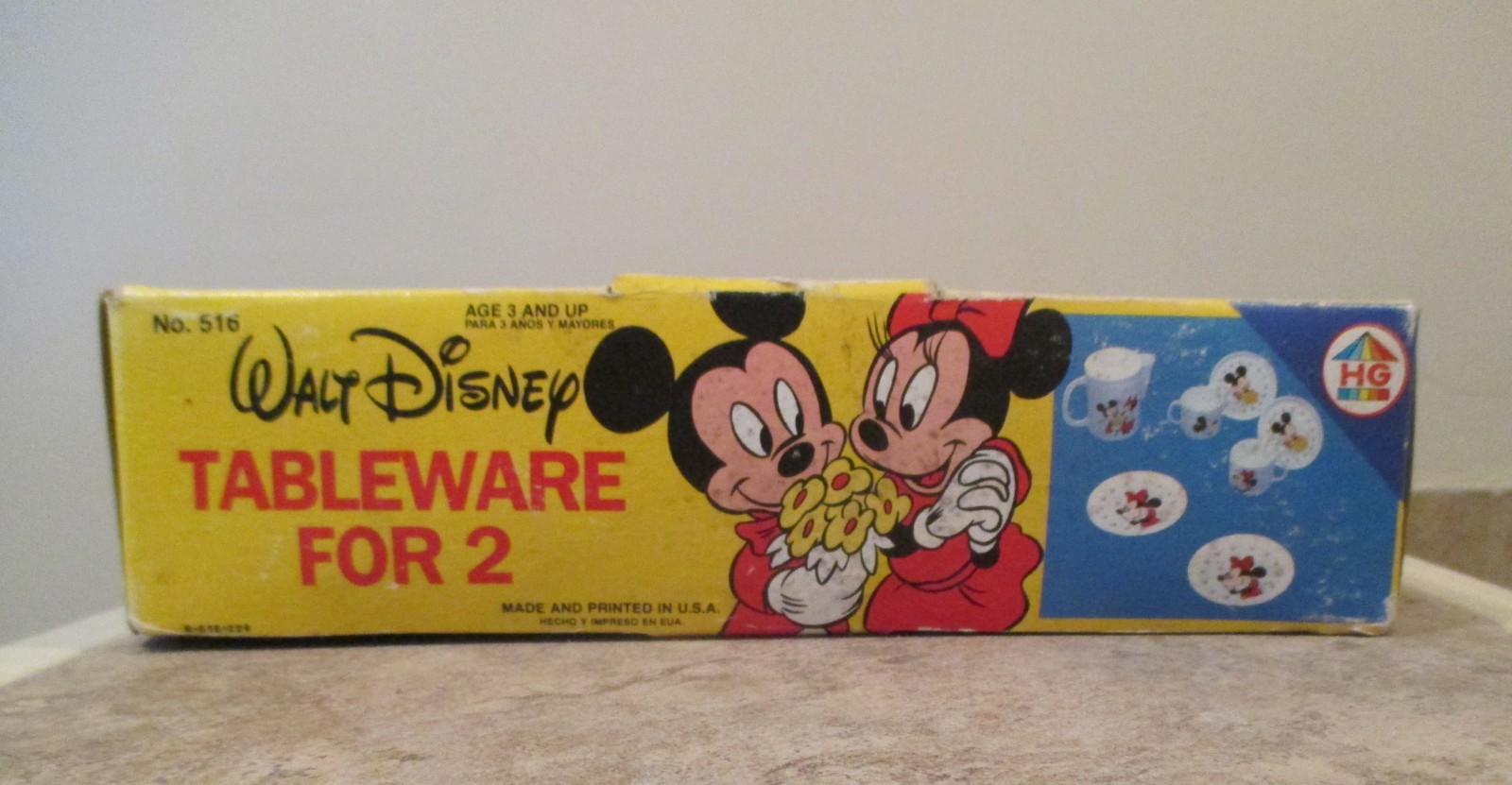 Vintage Walt Disney Mickey & Minnie Tableware For 2 Set - 7 Pieces - #516
