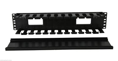 2U Horizontal Rack Mount Cable Management Unit with Panel Plastic 19''