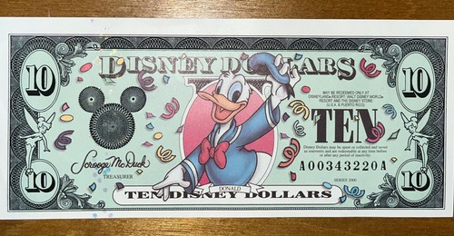 【希少☆美品】25周年記念　ディズニーダラー（1$ 5$ 10$）3枚セット 東京ディズニーシー 25周年記念 模型