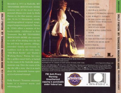 DOLLY PARTON MY TENNESSEE MOUNTAIN HOME [BONUS TRACK] NEW CD