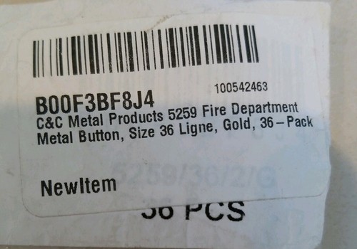 36 PC. C&C Metal Products F. D. Gold Buttons Fire Department Man Men