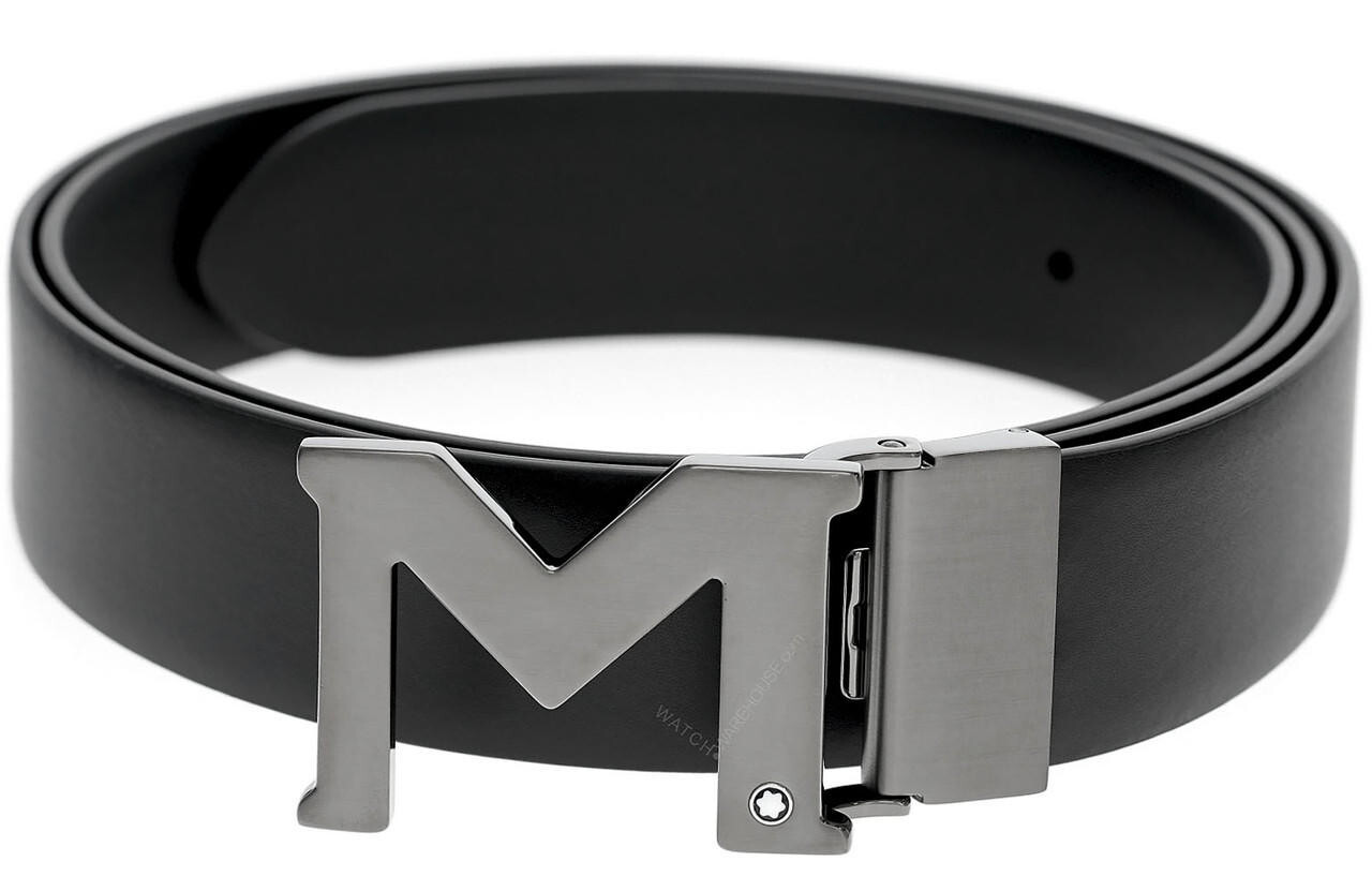 Pre-owned X120 Montblanc M Buckle Black 35mm Reversible Leather Belt 129445